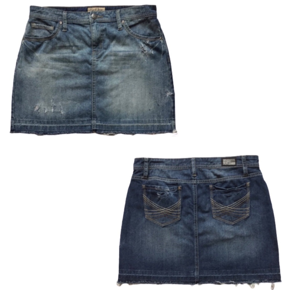 Earl Jeans Custom Bleached Distressed Mini Jean Skirt 10